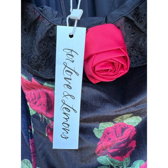 For Love & Lemons Yara Floral Mini Fairy Whimsigoth Velvet Babydoll Dress Sz XL - Picture 16 of 16